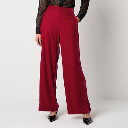 Worthington Womens Wide Leg Velvet Pant, X-large, Red