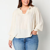 a.n.a Plus Off The Shoulder Womens Long Sleeve Blouse JCPenney