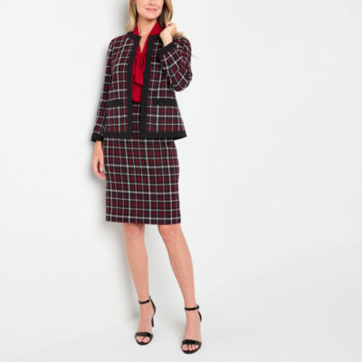 Black Label by Evan-Picone Plaid Womens Regular Fit Suit Jacket