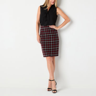 Black Label by Evan-Picone Plaid Womens Suit Skirt