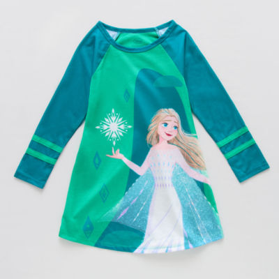 Disney Collection Little & Big Girls Long Sleeve Frozen Elsa Crew Neck Nightshirt