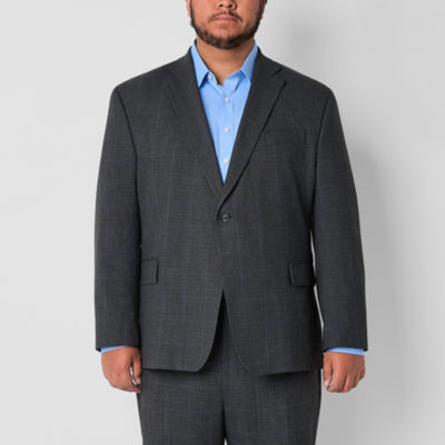 J. Ferrar Ultra Comfort Mens Big & Tall Plaid Suit Jacket