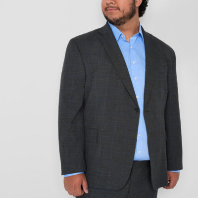 J. Ferrar Ultra Comfort Mens Big & Tall Plaid Suit Jacket