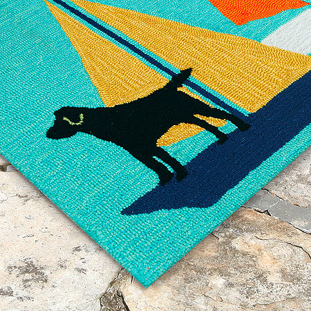 Liora Manne Frontporch Sailing Dog Runners, One Size, Blue