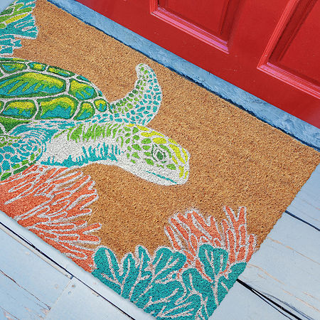 Liora Manne Natura Seaturtle Indoor/Outdoor Mat, One Size, White