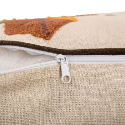 Glitzhome Fall Embroidered Leaves Square Throw Pillows