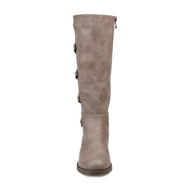 Journee Collection Womens Carly Wide Calf Stacked Heel Riding Boots