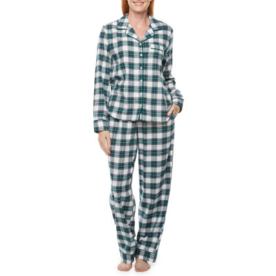 Liz Claiborne Flannel Womens Long Sleeve 2-pc. Pant Pajama Set - JCPenney