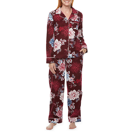 Liz Claiborne Flannel Womens Tall Long Sleeve 2-pc. Pant Pajama Set