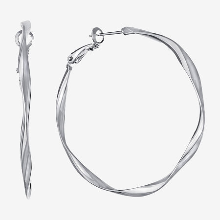 Silver Reflections Womens 48.7mm Hoop Earrings In Transparent