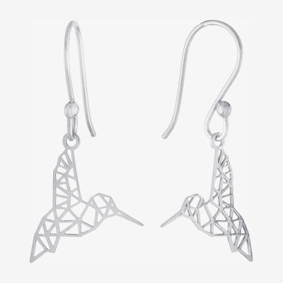 Silver Treasures Hummingbird Womens Sterling Silver Drop Earrings