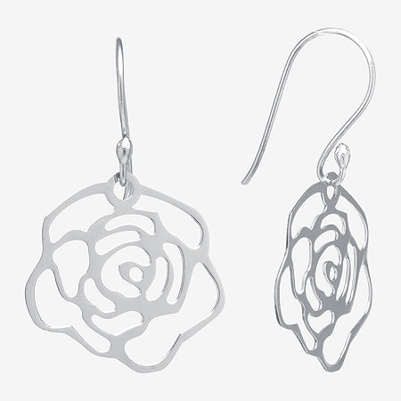 Silver Treasures Womens Sterling Silver Flower Drop Earrings, One Size