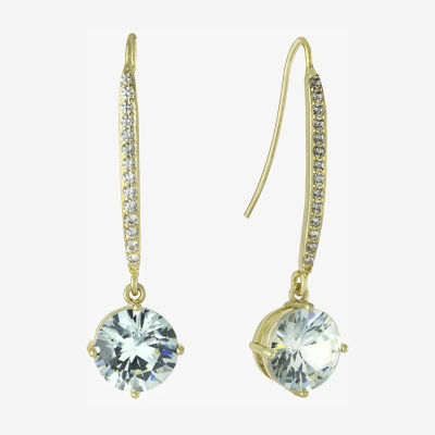 Sparkle Allure Womens Cubic Zirconia 14K Gold Over Brass Drop Earrings