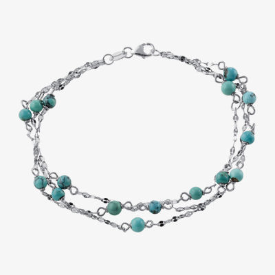 Enhanced Blue Turquoise Sterling Silver Beaded Bracelet - JCPenney