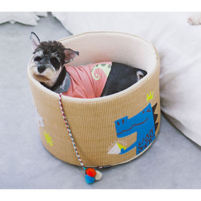 Touchcat Claw-Ver Nest' Rounded Scratching W/ Teaser Toy Pet Bed