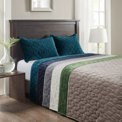 Madison Park Emery 3-Pc Velvet Quilt Set
