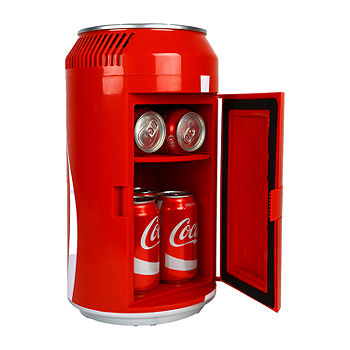Coca-Cola 12 Can Portable Mini Fridge w/ 12V DC and 110V AC Cords, 10L  (10.6 qt) Can Shaped Personal Cooler, Red, Travel Fridge for Drinks,  Snacks