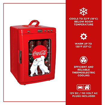 Coca Cola 28 Can Portable Cooler Warmer with Polar Bears and Display  Window, Red, 25L (28 qt) AC/DC Personal Travel Fridge, Includes 12V and AC  Cords, for Home …