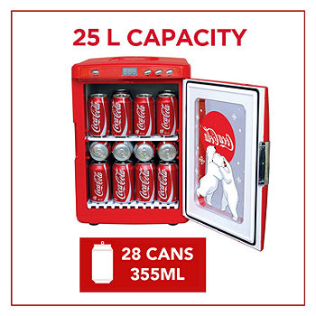 Coca Cola 28 Can Portable Cooler Warmer with Polar Bears and Display  Window, Red, 25L (28 qt) AC/DC Personal Travel Fridge, Includes 12V and AC  Cords, for Home …