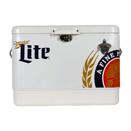 Miller Lite Ice Chest Cooler With Bottle Opener- 51L (54 Qt)- 85 Cans, One Size, White