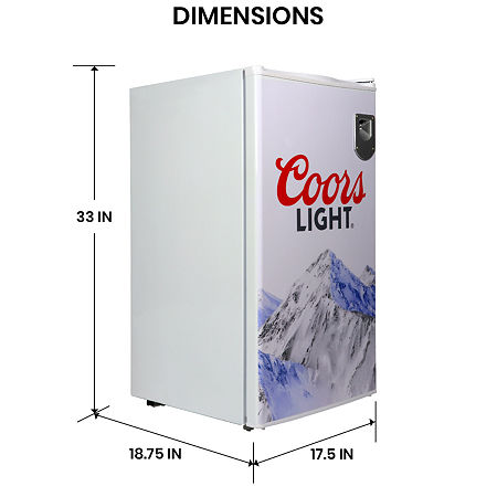 Coors Light Compact Fridge With Bottle Opener- 90 L/ 95 Qt 3.2 Cu Ft, One Size, White