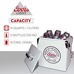 Coors Light Retro Ice Chest Cooler with Bottle Opener 13L (14 qt)- White and Silver