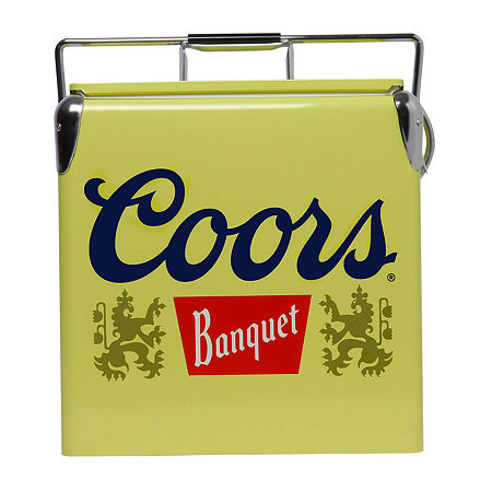 Coors Banquet Retro Ice Chest Cooler With Bottle Opener 13L (14 Qt)- Yellow And Silver, One Size, Yellow