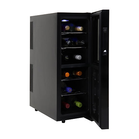 Koolatron 12 Bottle Dual Zone Wine Cooler Freestanding Wine Fridge, One Size, Black