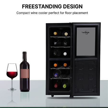 Koolatron 12 Bottle Dual Zone Wine Cooler Freestanding Wine Fridge, One Size, Black