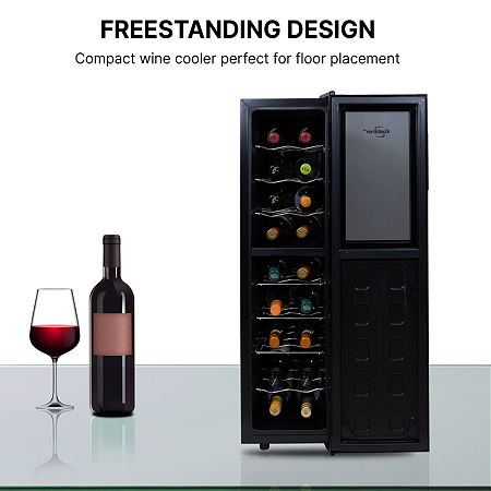 Koolatron 18 Bottle Dual Zone Wine Cooler Freestanding Wine Fridge, One Size, Black