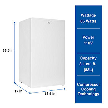 Koolatron Compact Fridge with Freezer- 3.2 Cu Ft- White BC88W, Color: White  - JCPenney