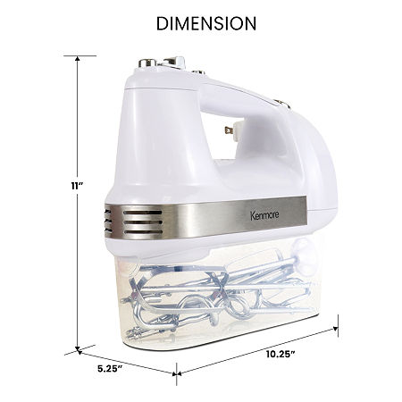 Kenmore 5-Speed Hand Mixer / Beater / Blender 250W With Burst Control, One Size, White