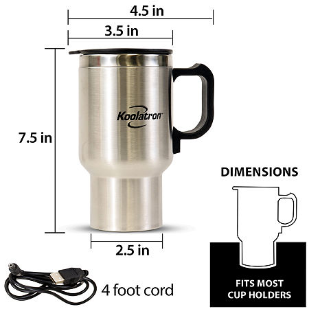 12V USB Travel Mug, One Size, Silver