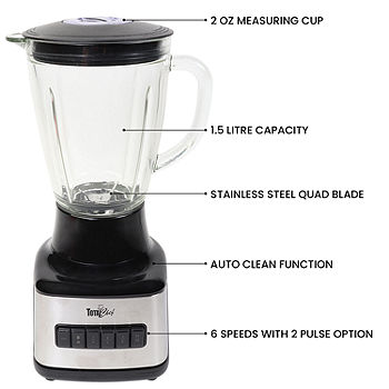 Powercrush Multi-Function Blender With 6-Cup Glass Jar, 4 Speed Settings,  Silver
