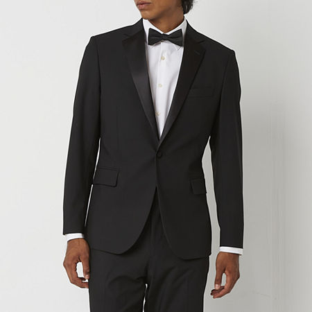 J. Ferrar Mens Ultra Comfort Tux Stretch Fabric Classic Fit Tuxedo Jacket, 44 Regular, Black