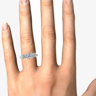 2 CT.T.W. Natural Diamond 14K White Gold 3-Stone Engagement Ring