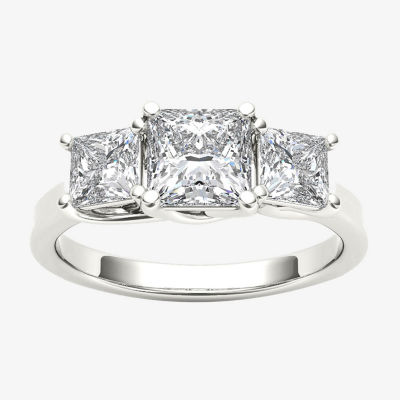 2 CT.T.W. Natural Diamond 14K White Gold 3-Stone Engagement Ring