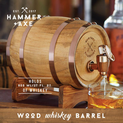 Hammer + Axe Miniature Wood Whiskey 1L Barrel Dispenser & Mini Infuser