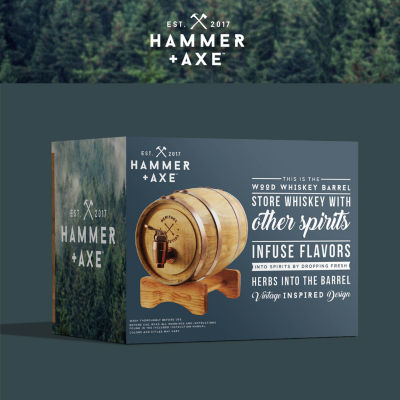 Hammer + Axe Miniature Wood Whiskey 1L Barrel Dispenser & Mini Infuser