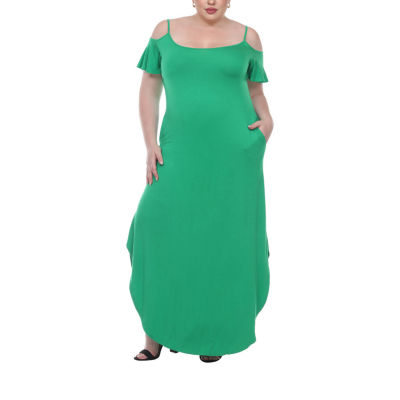 White Mark Womens Plus Short Sleeve Maxi Dress