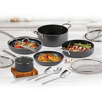 Emeril Everyday Lagasse Kitchen Cookware, Forever Pans, Pots and Pans Set with Lids, Hard-Anodized Nonstick, Black (13 Piece Set)