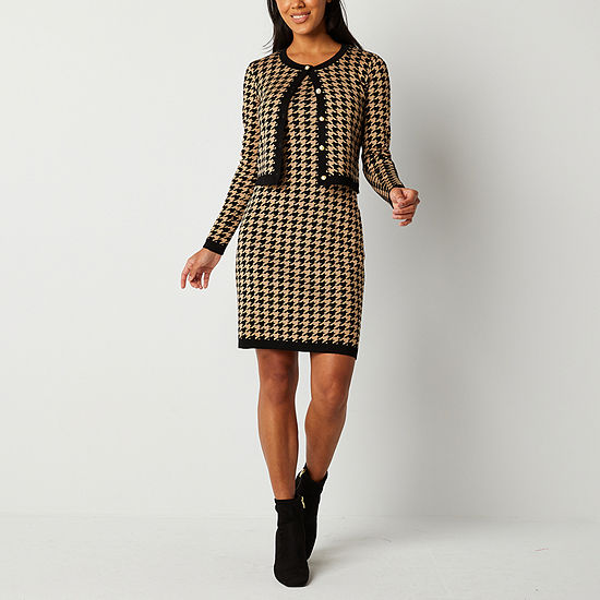 Melonie T Long Sleeve Sweater Dress, Color: Black Toffee - JCPenney
