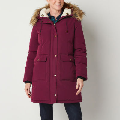 St. John's Bay Womens Water Resistant Sherpa Lined Heavyweight Parka