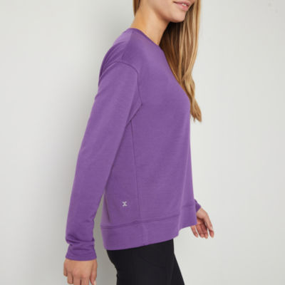 Xersion Womens Fleece Crew Neck Long Sleeve Sweatshirt