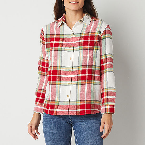 a.n.a Womens Long Sleeve Flannel Shirt - JCPenney