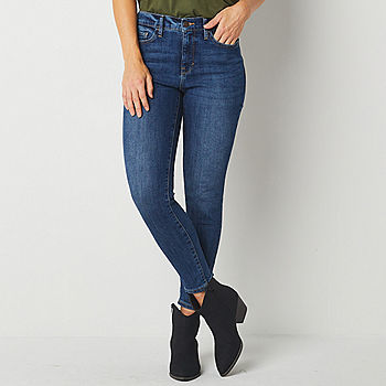 Dark Jean, True Color: Cropped Fit High JCPenney a.n.a Rise Womens Skinny - Blue