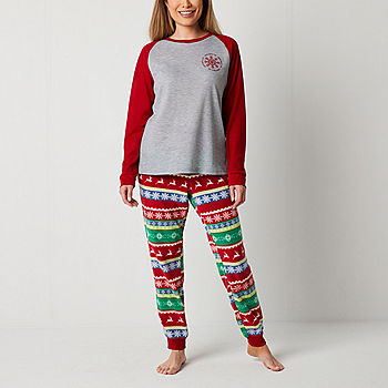 North Pole Trading Co. Snowflake Fairisle Family Womens Tall Crew Neck Long  Sleeve 2-pc. Pant Pajama Set