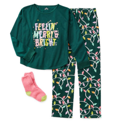 Thereabouts Girls Crew Neck Long Sleeve 3-pc. Pajama Sets