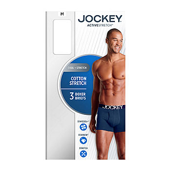 Jockey Active Stretch Mens 3 Pack Boxer Briefs, Color: Blue Gray