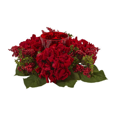 Nearly Natural Hydrangea & Berry Candelabrum Christmas Tabletop Decor